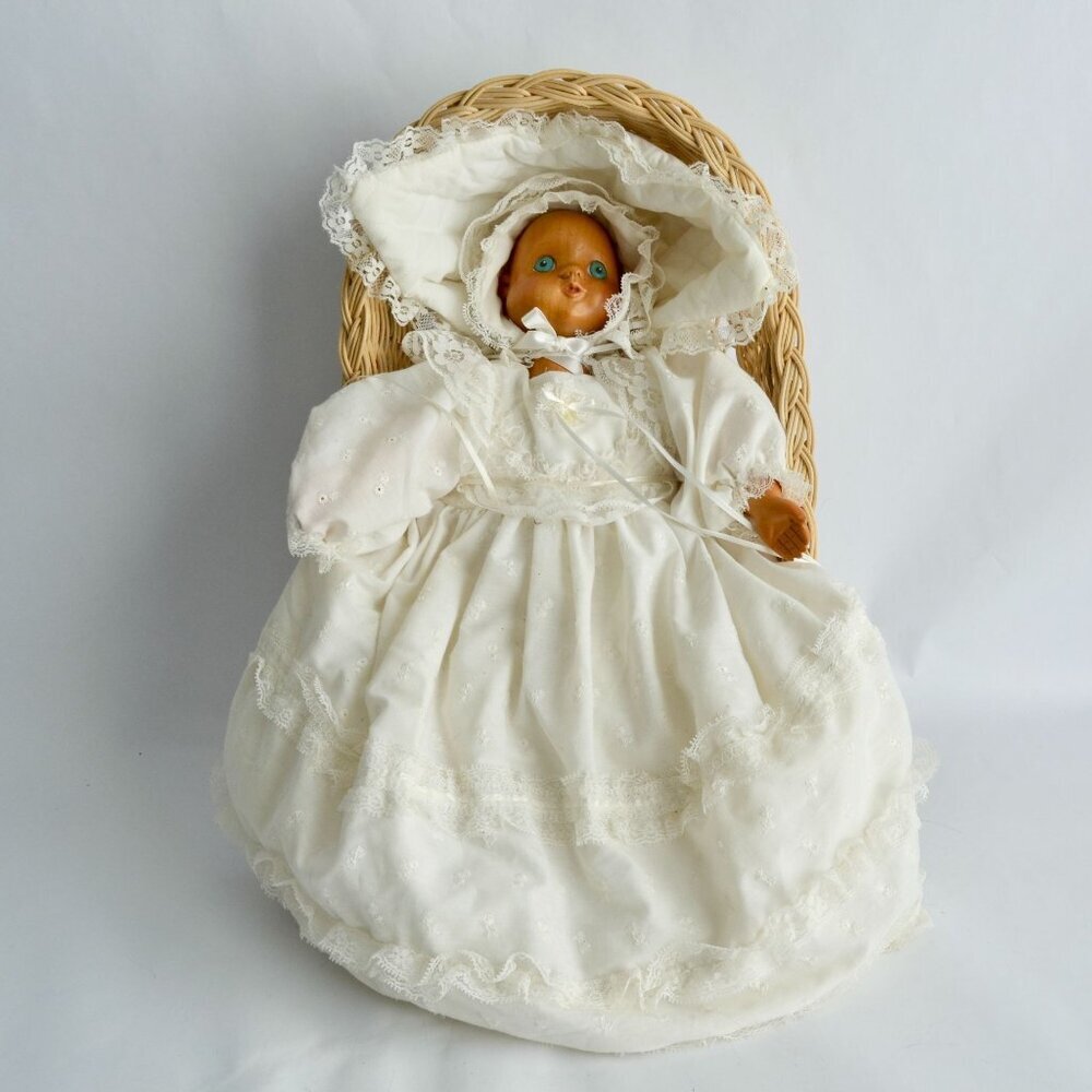 Robert Raikes Juliet Christening Doll in Basket Wooden